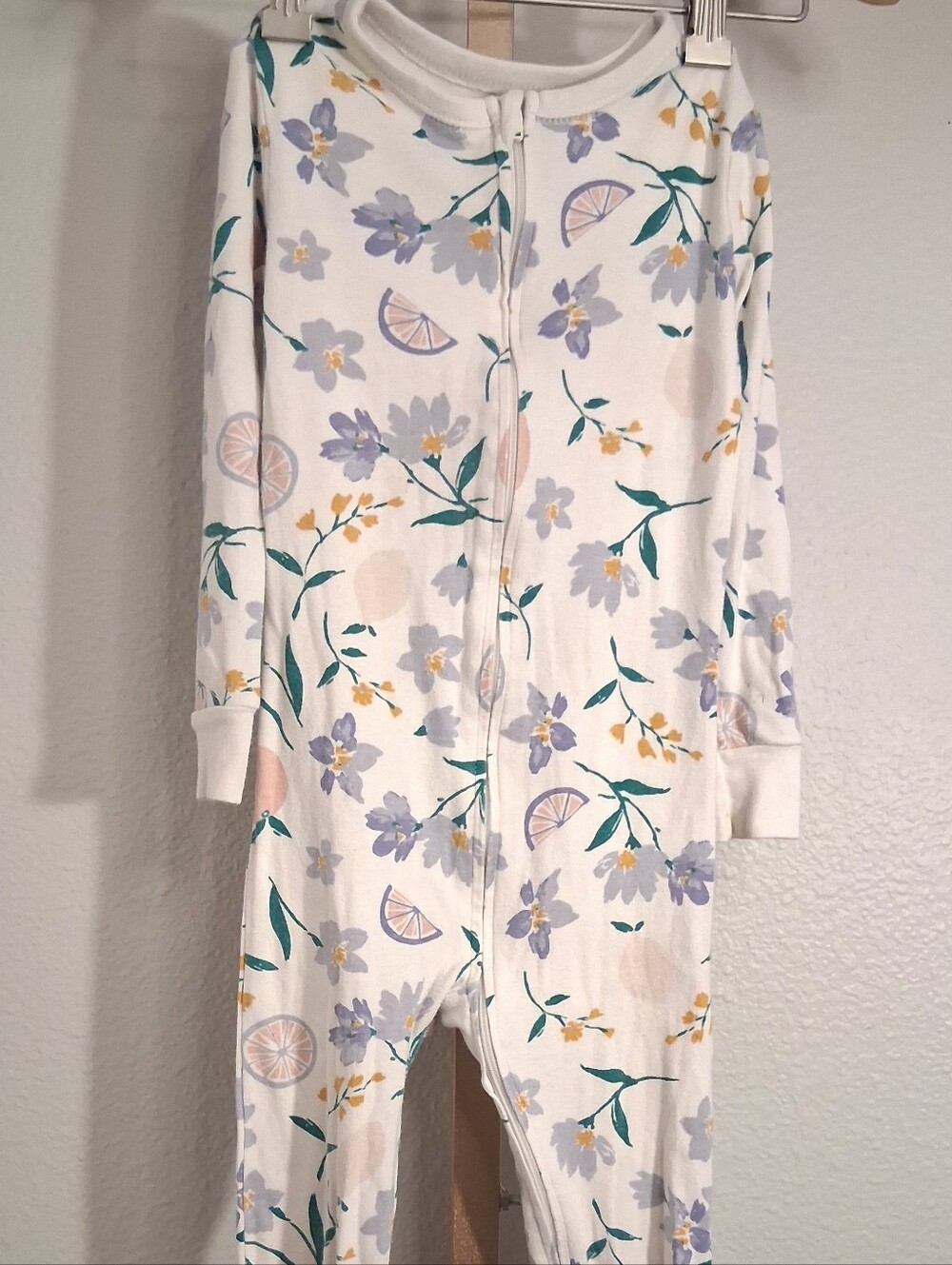 Old Navy Floral One Piece Zip Up Pajamas 5T